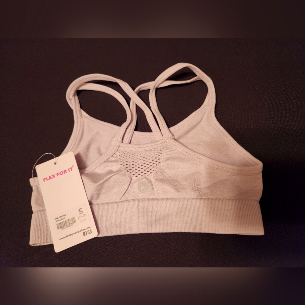 Girls Sports Bra size small (7-8) Brand: 90 degrees. Color: Heather Lilac. NWT.